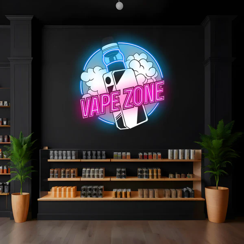 Vaping Shop - Neon Sign Rokok Vape, Tanda Toko